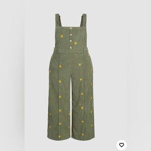 Cider Green Jumpsuit with Yellow Floral Embroidery